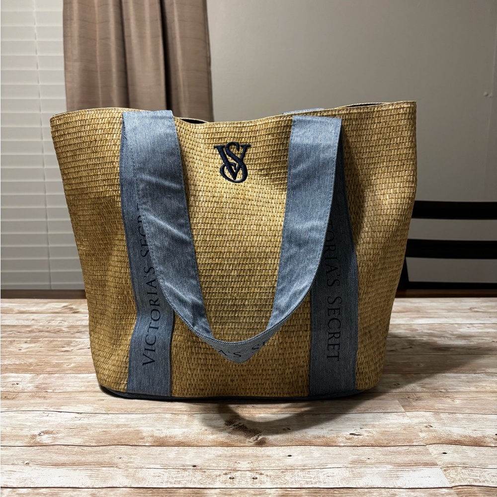 New Victoria's Secret Tan and Blue Tote Bag